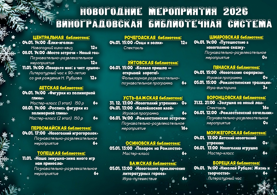 Афиша на Новогодние праздники